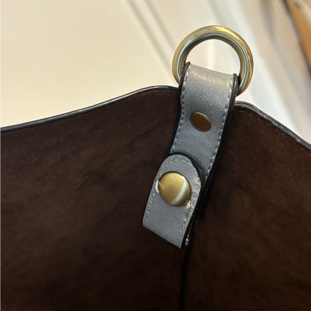 Faux Leather Basic Gray Tote Bag - image 4